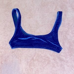 TRIANGL Navy Blue Velvet Two Piece Set - TOP